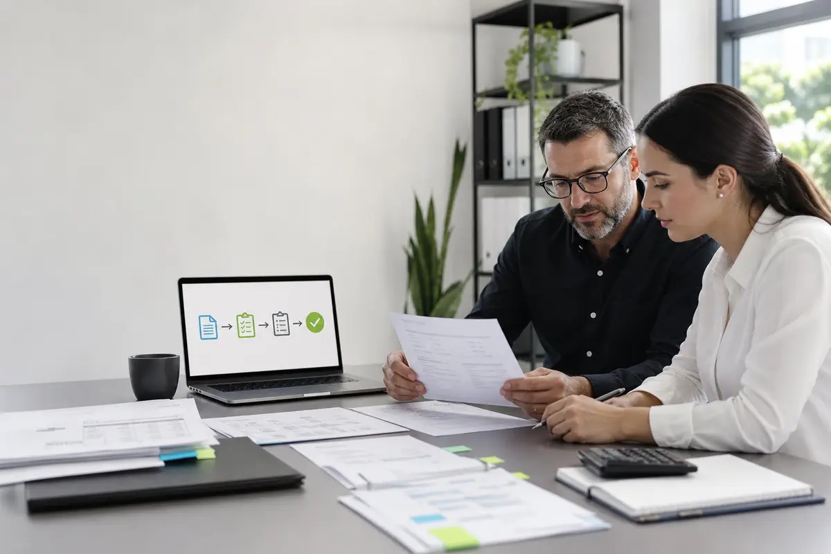 Finance team planning an AI invoice processing workflow with controlled approval